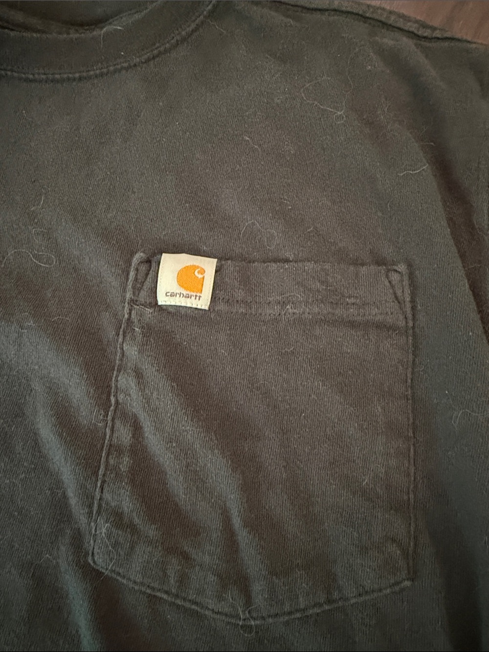 Carhartt Black Long-Sleeve Pocket Tee with Green Sleeve Graphic - Picture 4 of 7